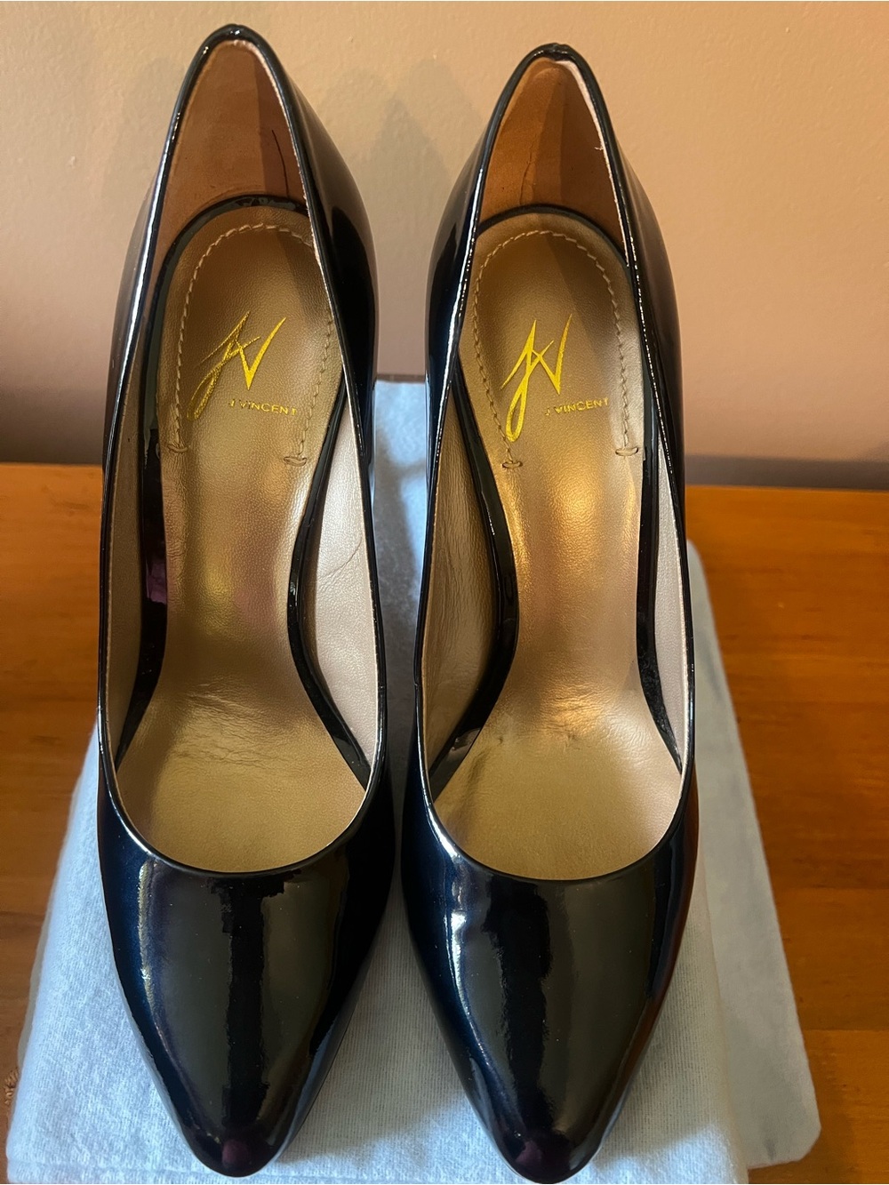 Vince Black Patent Pointed-Toe Pumps